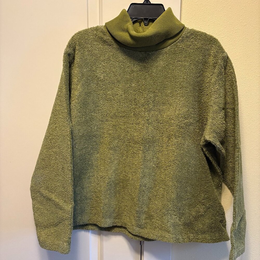 Women's Green Cotton Turtleneck Sweater - Size XL